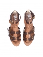 Sandales plates Gladiator en cuir marron clair et brun foncé Px boutique 520€ Taille 37,5