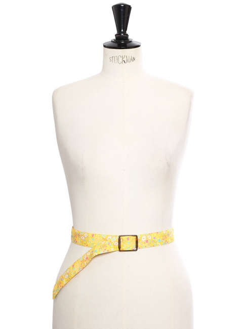 Floral printed cotton fine belt with square buckle Size S to L