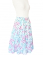 Jupe mi-longue en coton imprimé fleuri bleu, rose et blanc Taille 36/38