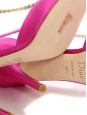 Sandales à talon salomé bout ouvert en satin rose fuchsia et strass NEUVES Px boutique 750€ Taille 38,5