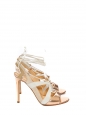 FRANCA Pink gold metallic leather and cream suede lace-up stiletto sandals Retail price €700 Size 37