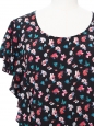 Black, pink and blue floral printed silk ruffled playsuit Retail price €300 Size 36