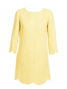 Yellow Scalloped linen and silk dress Retail price €800 Size 40