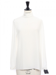 Ivory white silk turtleneck top NEW Retail price €330 Size 36