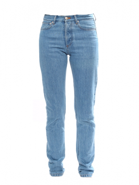 Jean slim taille haute en coton bleu clair NEUF Prix boutique 160€ Taille 34/36