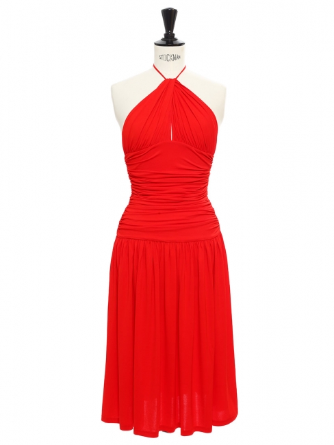Robe dos nu en jersey stretch rouge vif Px boutique 1500€ Taille 34