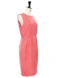 Honeysuckle pink silk sleeveless fitted dress Retail price €700 Size S