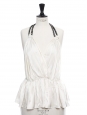 Ivory white silk and rhinestones open back halter neck top Retail price €800 Size S