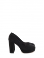 Chaussures à talon épais et plateforme en suède noir NEUVES Px boutique 500€ Taille 36