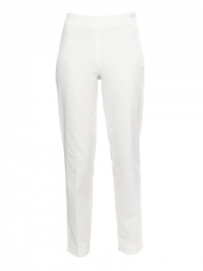 Ivory white striped textured jersey straight pants Retail price €250 Size 36