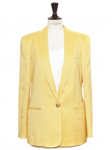 Classic sunny yellow silk and wool blazer jacket Retail price €1100 Size M