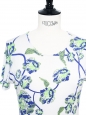 Blue, neon green and white floral printed jersey t-shirt Size S