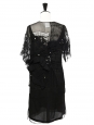 Couture dress in black silk chiffon and crochet embellished with rhinestones Retail price €5000 Size XS