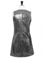 Metallic silver sequin embroidered Cocktail dress Retail price €1800 Size S