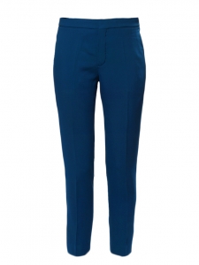 Pantalon slim en crêpe de chine bleu saphir NEUF Prix boutique 480€ Taille 38