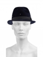 SEAN Midnight blue studded felt fedora hat Retail price €565 Size L