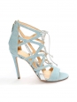 Sandales stilettos BOOMERANG en cuir denim bleu ciel NEUVES Prix boutique 1180€ Taille 37