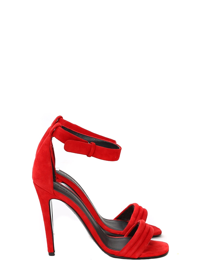 Louise Paris - CELINE High heel red suede ankle strap sandals Retail ...
