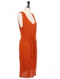 Robe sans manches en jersey de soie orange Prix boutique 520€ Taille 36/38