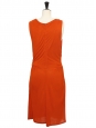 Orange tangerine silk jersey sleeveless dress Retail price €520 Size 36/38