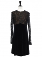 Black velvet and lace long sleeved dress Size 36/38