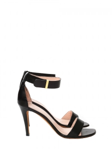 High heel black leather ankle strap sandals Retail price €550 Size 39.5
