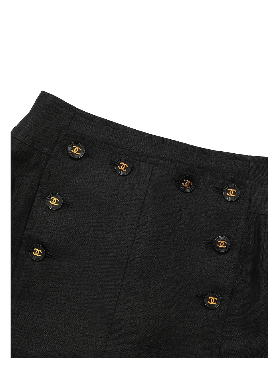 High waist black linen sailor skirt 