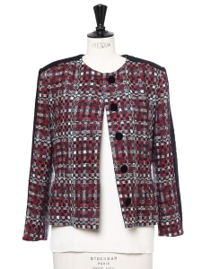 Veste de tailleur en tweed de laine à carreaux Prix boutique 1500€ Taille 38