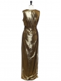 Gold silk-lamé ISADORA maxi dress Retail price $975 Size S