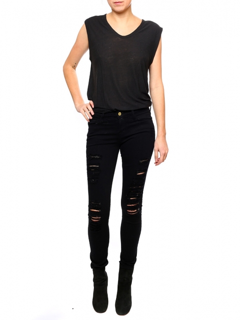 LE SKINNY DE JEANNE Black distressed denim jeans Retail price €270 Size XS