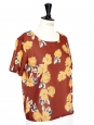 Nutmeg brown and yellow floral printed short sleeved shirt Size 36