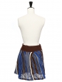 Metallic blue, brown and white wool and lurex skater skirt NEW Size M