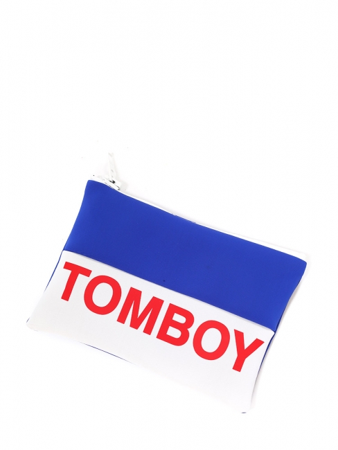 Pochette zippée TOMBOY en néoprène bleu, blanc et rouge