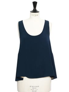 ICONIC Peacock blue silk crepe tank top Retail price €390 Size 38