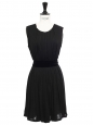 Black wool sleeveless dress with velvet belt Retail price €900 Size 36