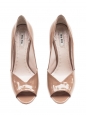 Nude beige patent leather peep toe pumps Retail price €500 Size 39