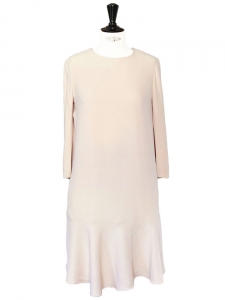Light pink crepe ruffled hem dress Retail price €1133 Size 38