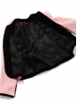 Pink crepe short jacket embellished with black velvet bow Size 38