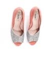 Silver glitter and pink suede leather peep toe pumps Retail price €500 Size 39