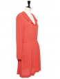 Pastel red crepe long sleeved dress NEW Size 36