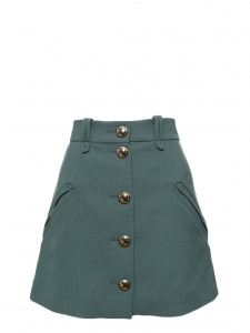 Khaki green pure new wool A-line skirt NEW Retail price €600 Size 40