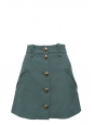 Almond green crepe wool A-line buttoned skirt NEW Retail price €800 Size 40