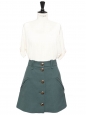 Khaki green pure new wool A-line skirt NEW Retail price €600 Size 40