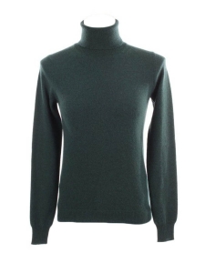 English green pure cashmere roll neck sweater Retail price €700 Size 36