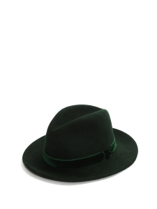 Chapeau Fedora GEORGINA en feutre de laine vert sombre Prix boutique 366€