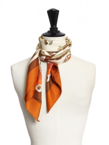 CHEVAL TURC printed silk twill square scarf Retail price €350 Size 90 x 90