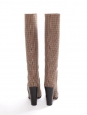 Brown houndstooth knee-high heeled boots NEW Retail price $1200 Size 37.5