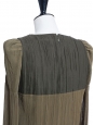 Khaki green pleated dress NEW Retail price €1800 Size XS