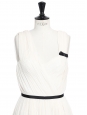 White pleated silk chiffon draped dress Retail price €3000 Size 36