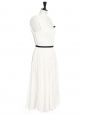 White pleated silk chiffon draped dress Retail price €3000 Size 36